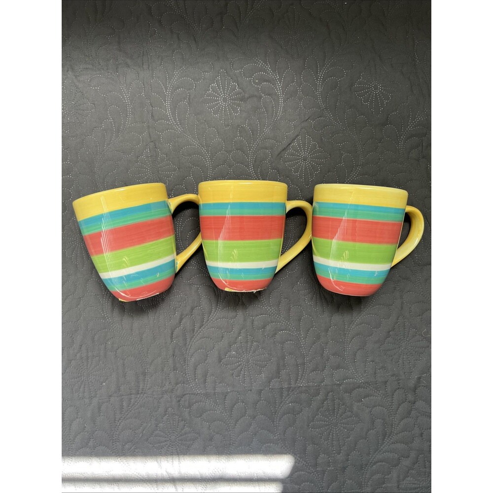Lot of 3 Artimino China CIAO II SUMMER STRIPE Mugs NEW w/Tags Home Drinkware